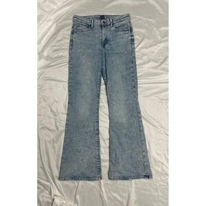 Gap Women's Blue Acid Wash 70s Flare Jeans High Rise Adjustable Waist Size 16